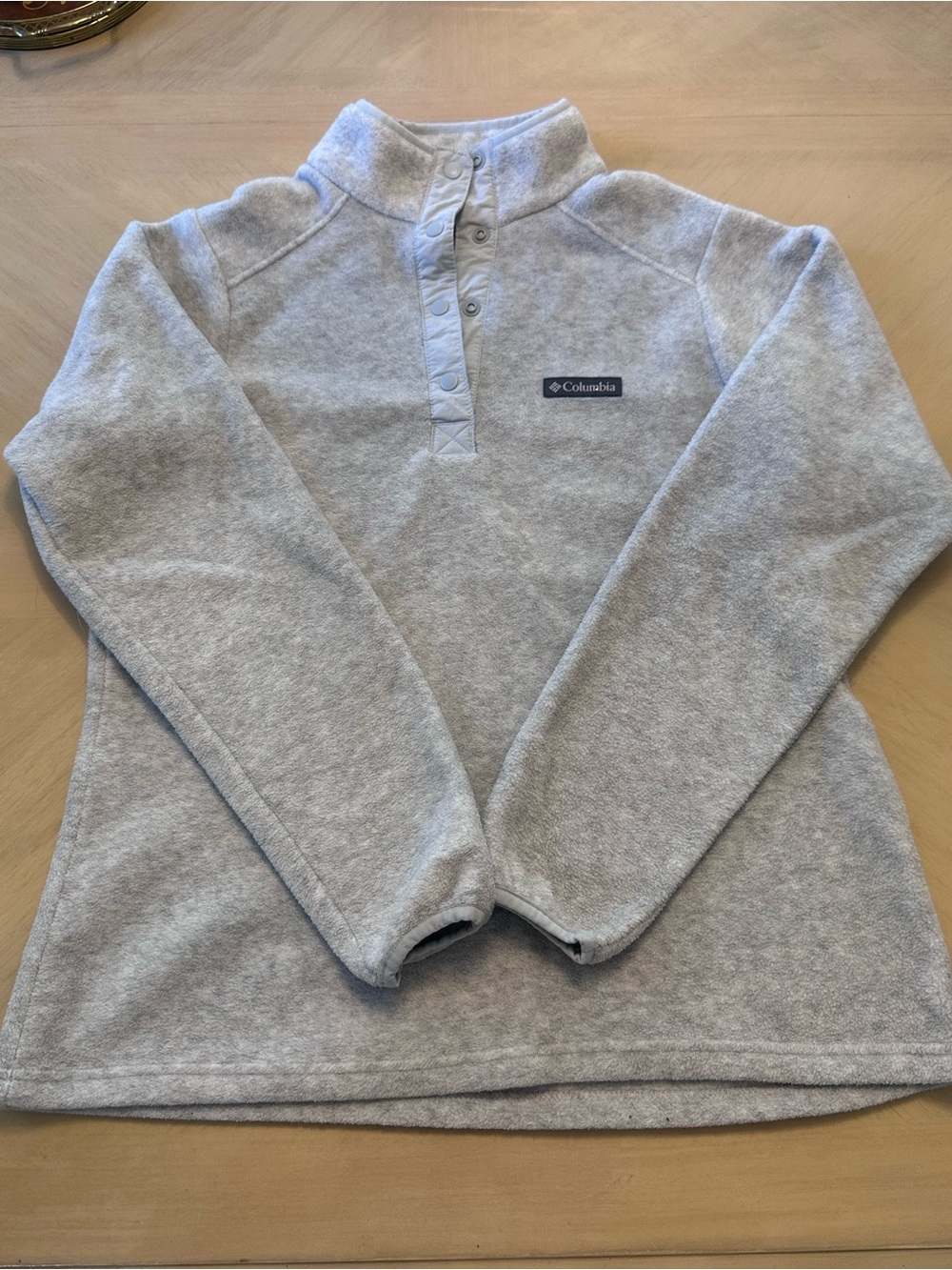 Columbia Women's Light Gray Snap-Front Fleece Pullover Size Small